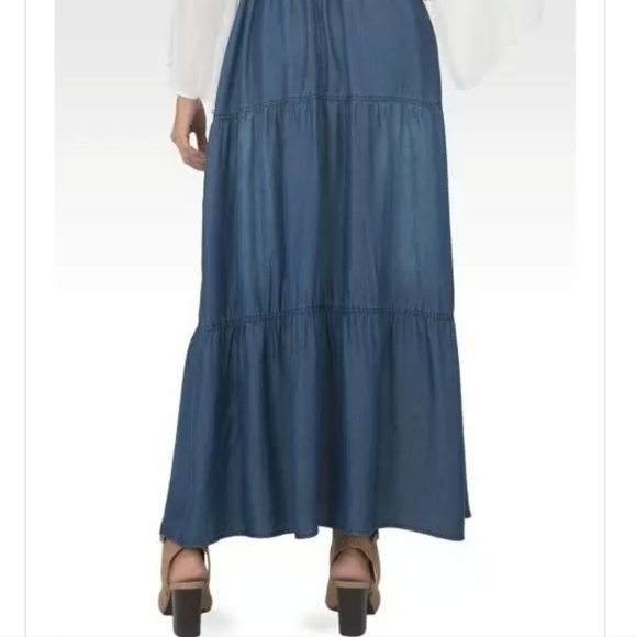 NEW Standards and Practices Hannah Denim Tencel Maxi Peasant Skirt Sz 29 NWT $84 - Picture 2 of 10